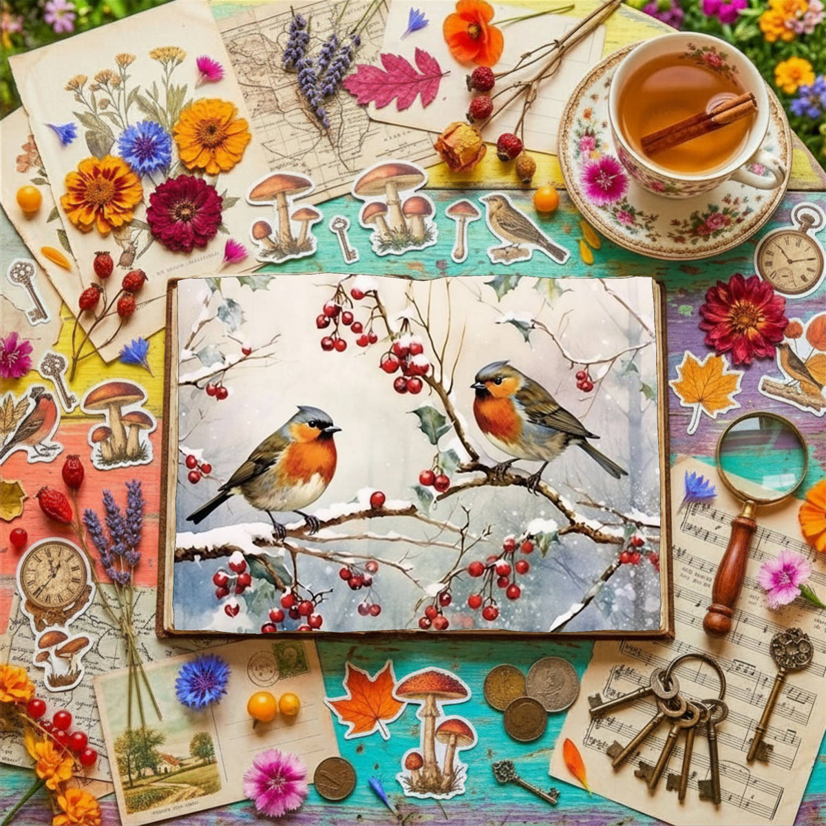 Christmas Robins Digital Papers