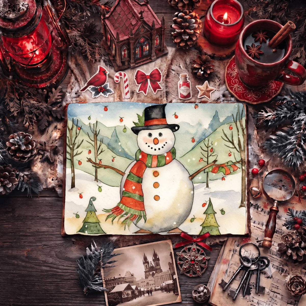 Christmas Snowman Digital Papers