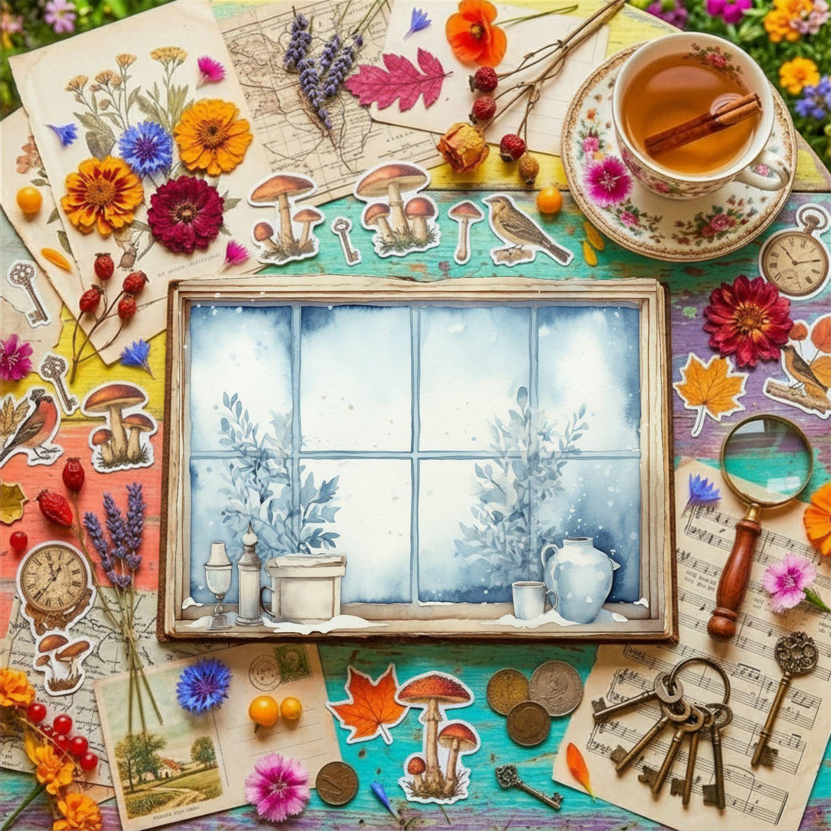 Christmas Snowy Window Digital Papers