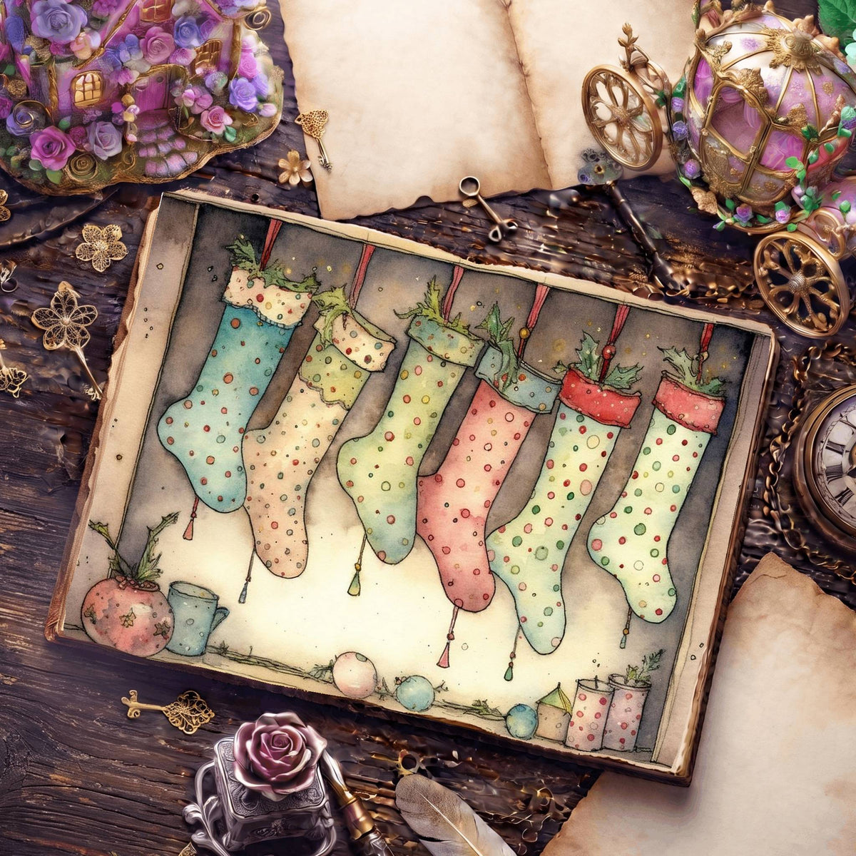 Christmas Stockings Digital Papers