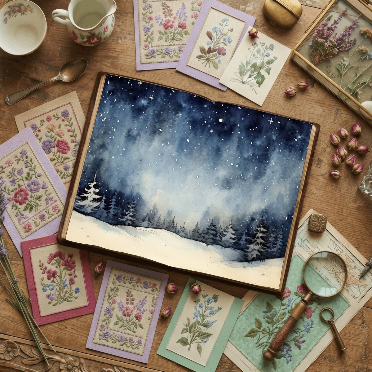 Christmas Winter Nights Digital Papers