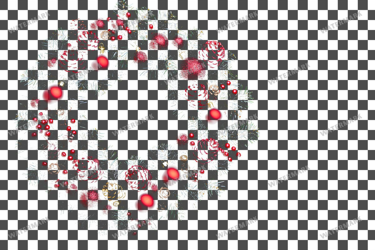 Christmas Wreath PNG overlay on a transparent checkered background, preview 9