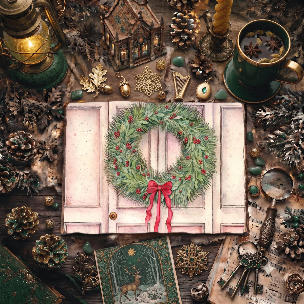 Christmas Wreaths Digital Papers
