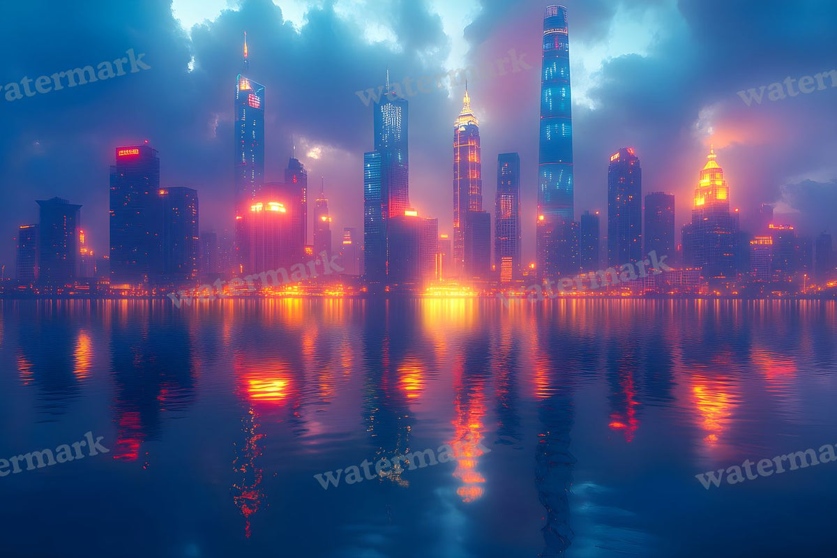 City Lightskyline Night Backdrop Images
