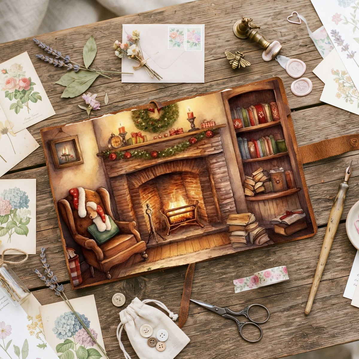Cosy Christmas Fireplace Digital Papers