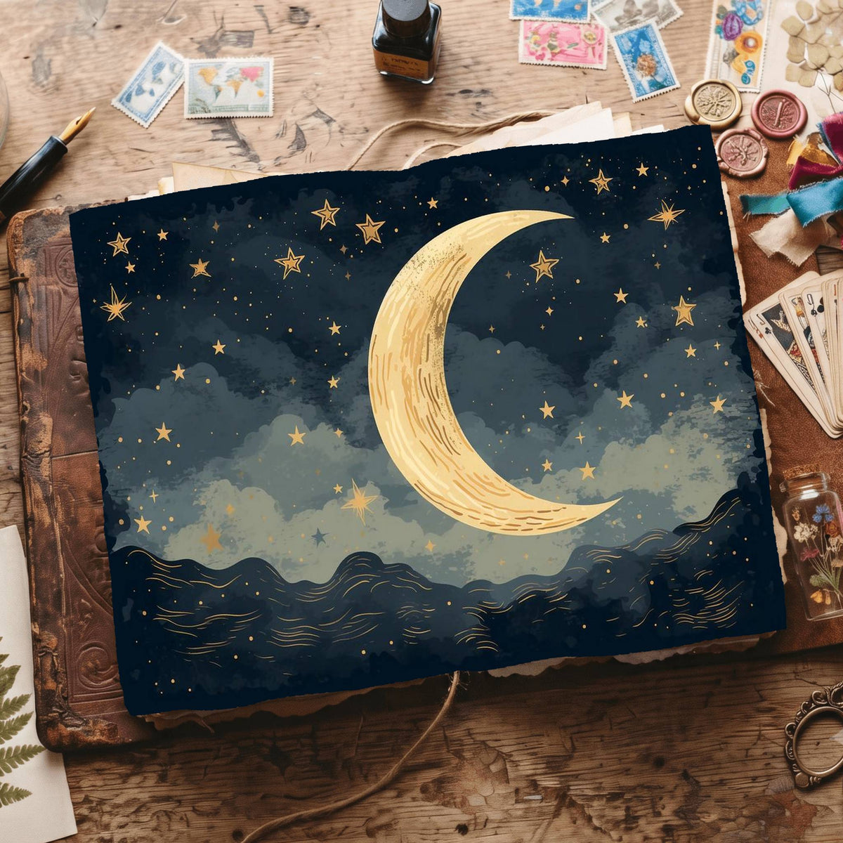 Crescent Moon Digital Papers