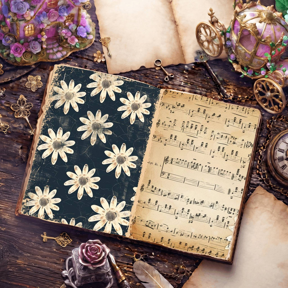 Daisy Flowers Digital Papers