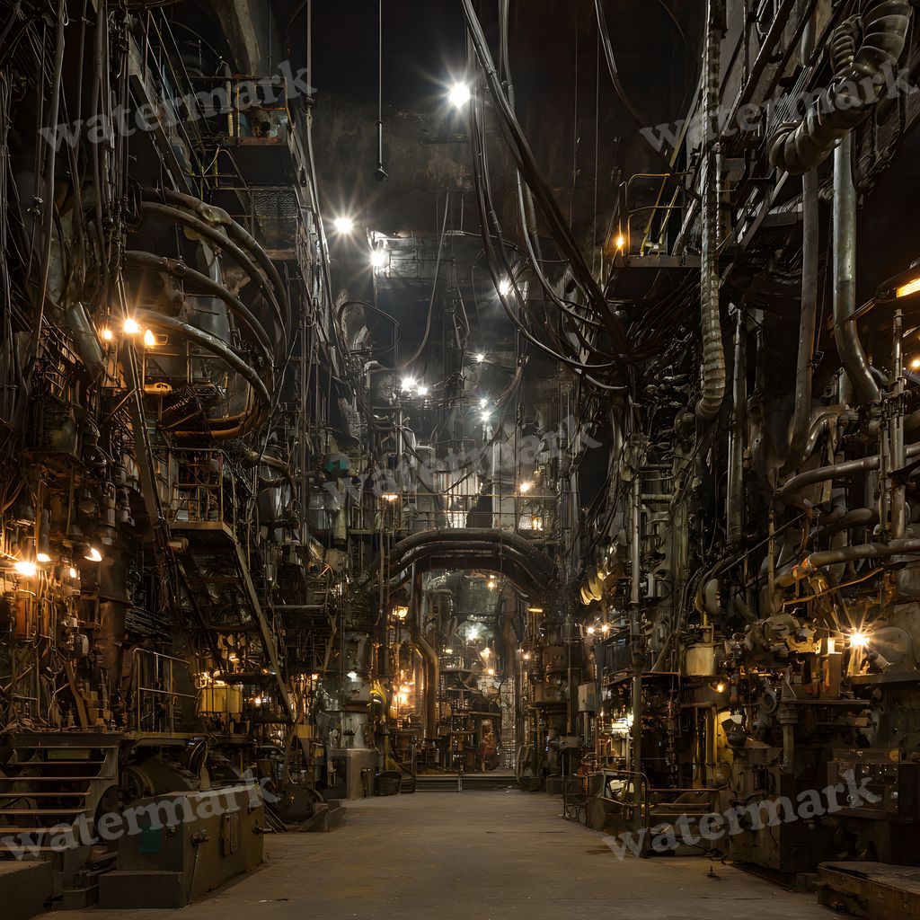 Dark Steampunk Factory Night Backdrop Images