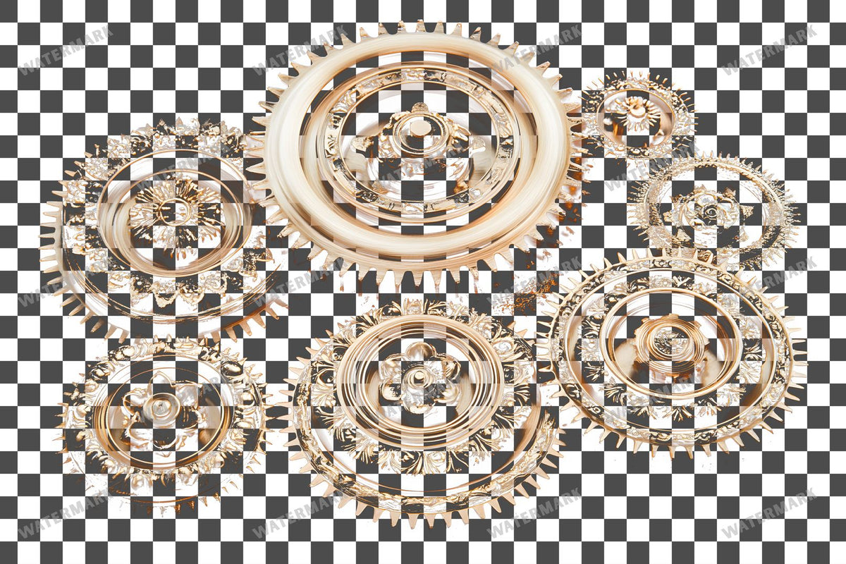 Delicate Filigree Gear Transparent Overlay Pngs