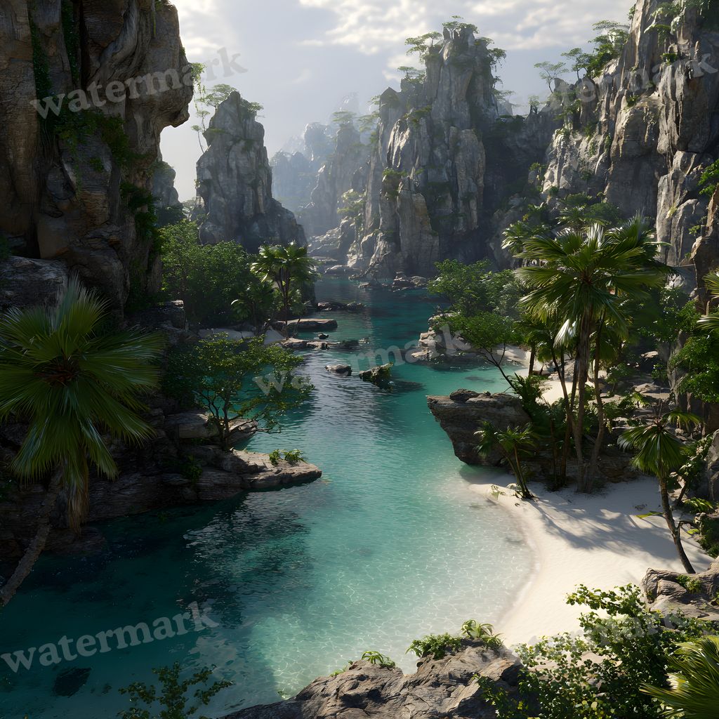Detailed Tropical Landscape Backdrop Images
