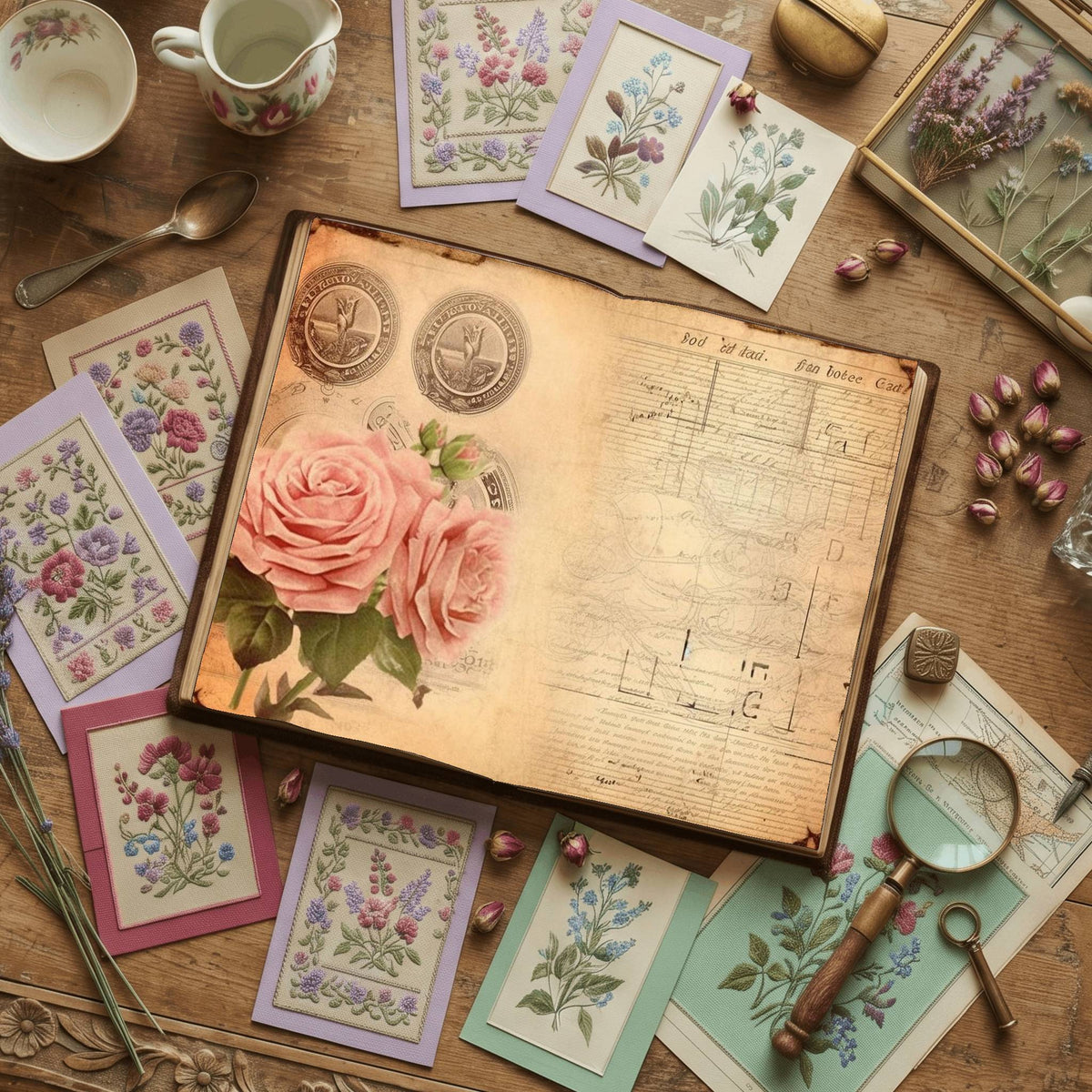 Faded Pink Roses Digital Papers