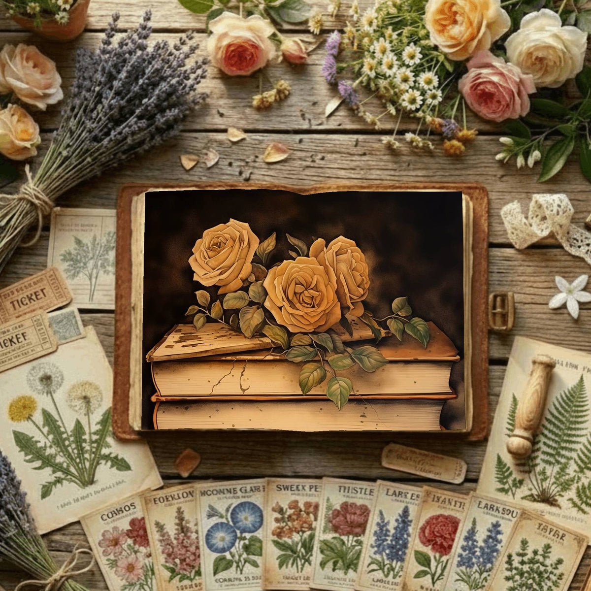 Floral Book Digital Papers