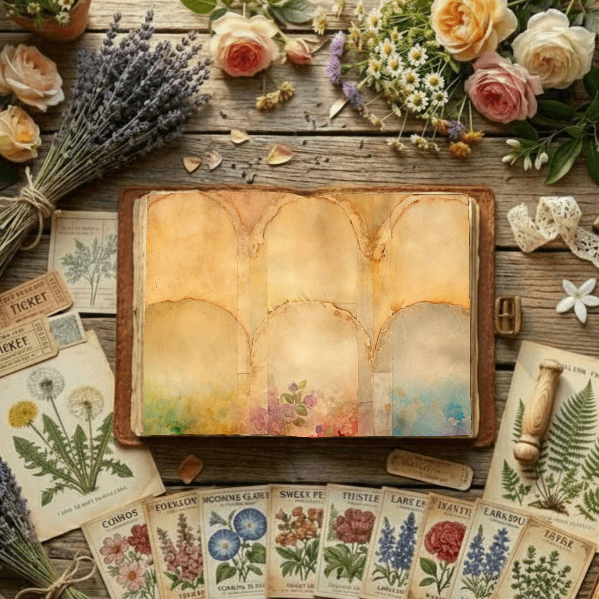 Floral Collage Digital Papers