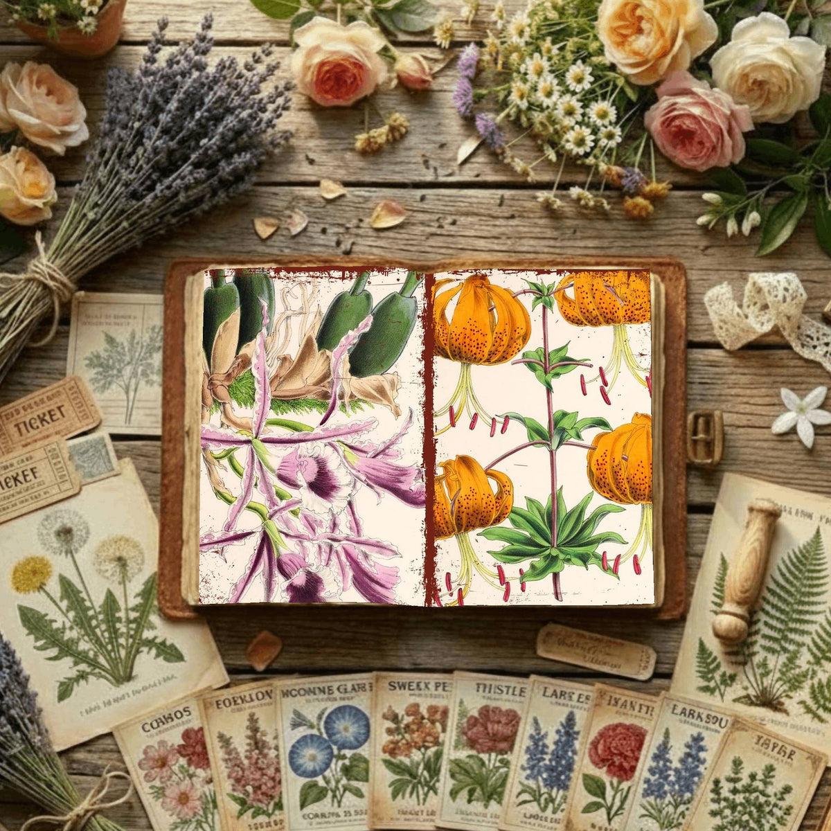 Floral Illustrations Digital Papers