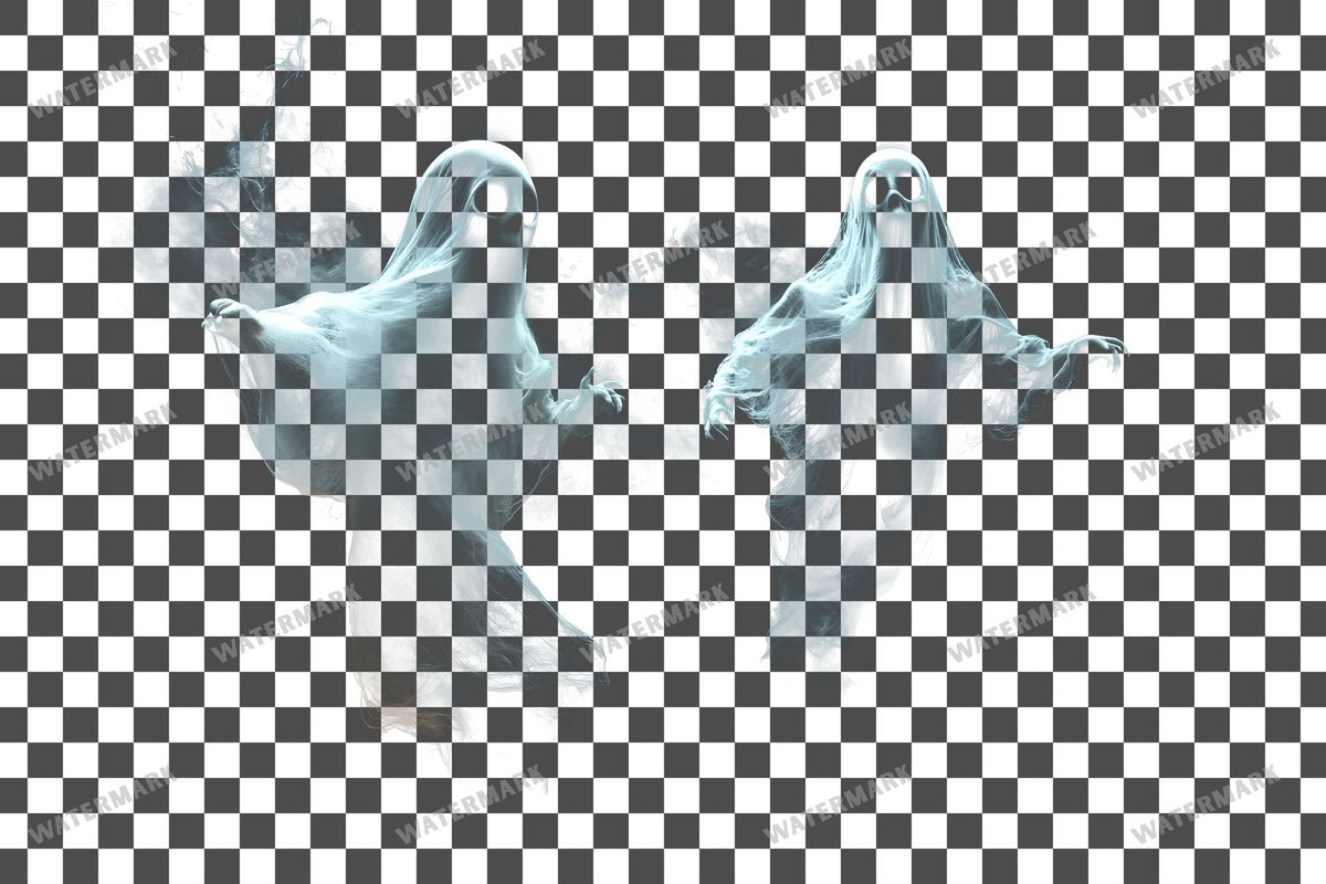 Ghostly Apparitions PNG overlay on a transparent checkered background, preview 9