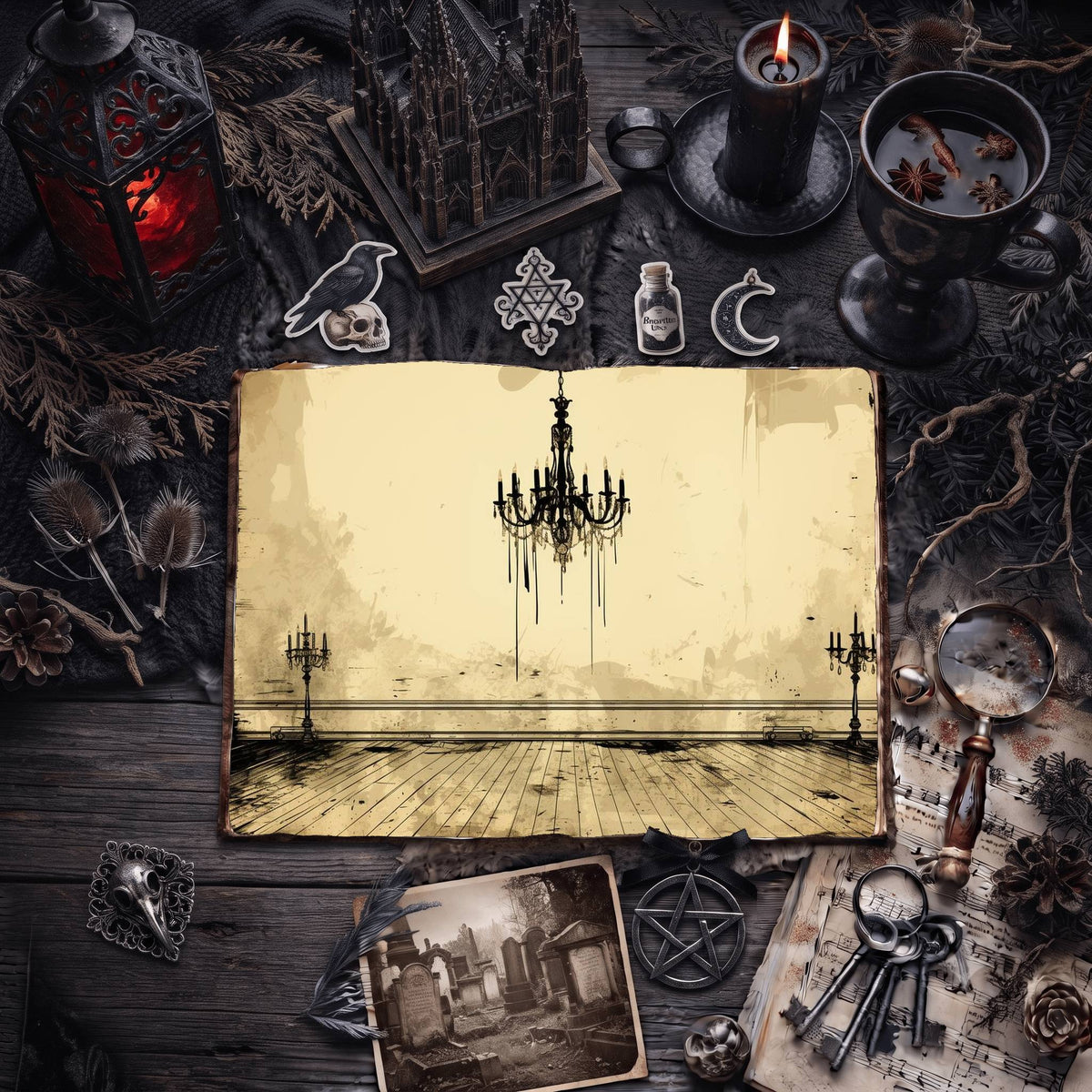 Gothic Chandeliers Digital Papers