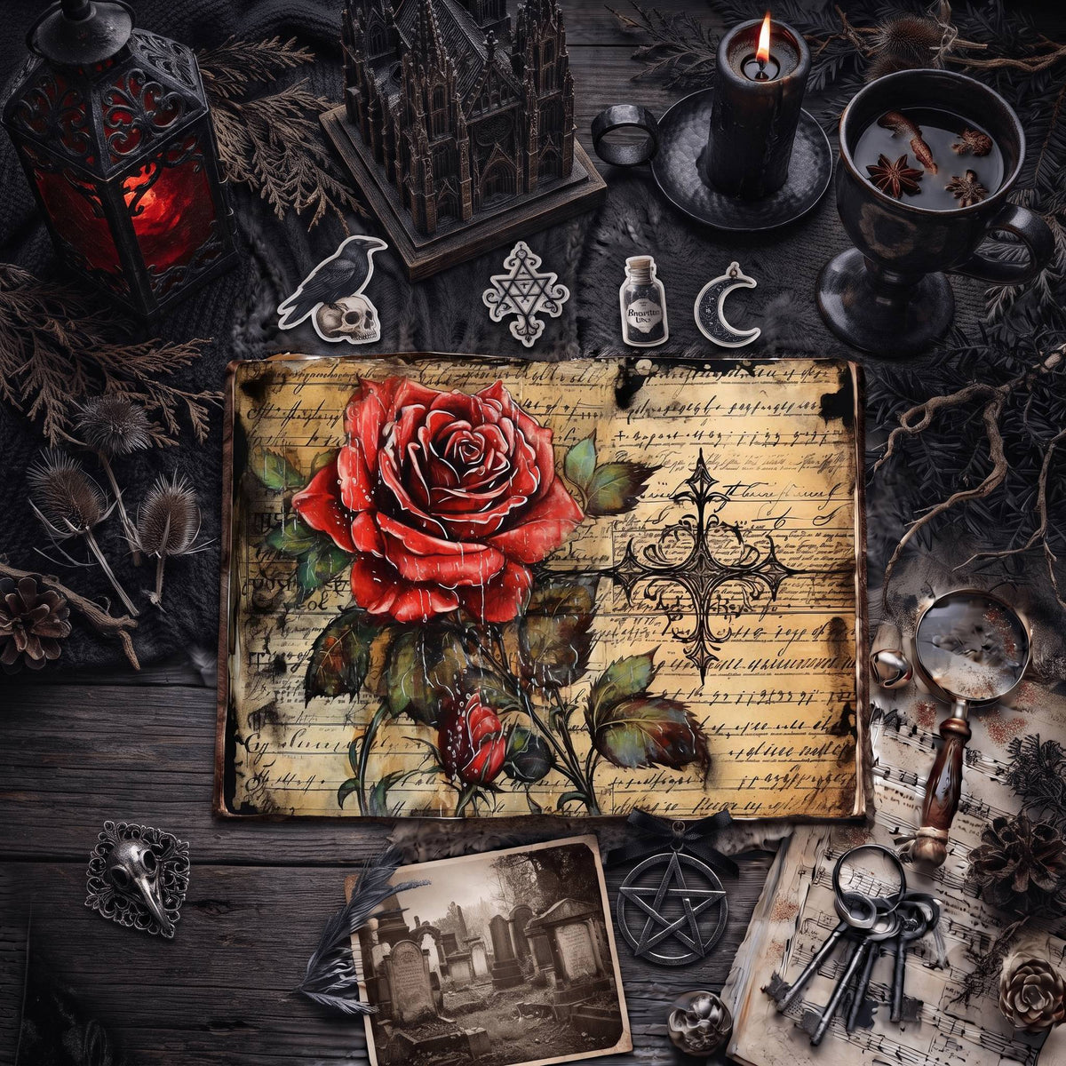 Gothic Roses Digital Papers