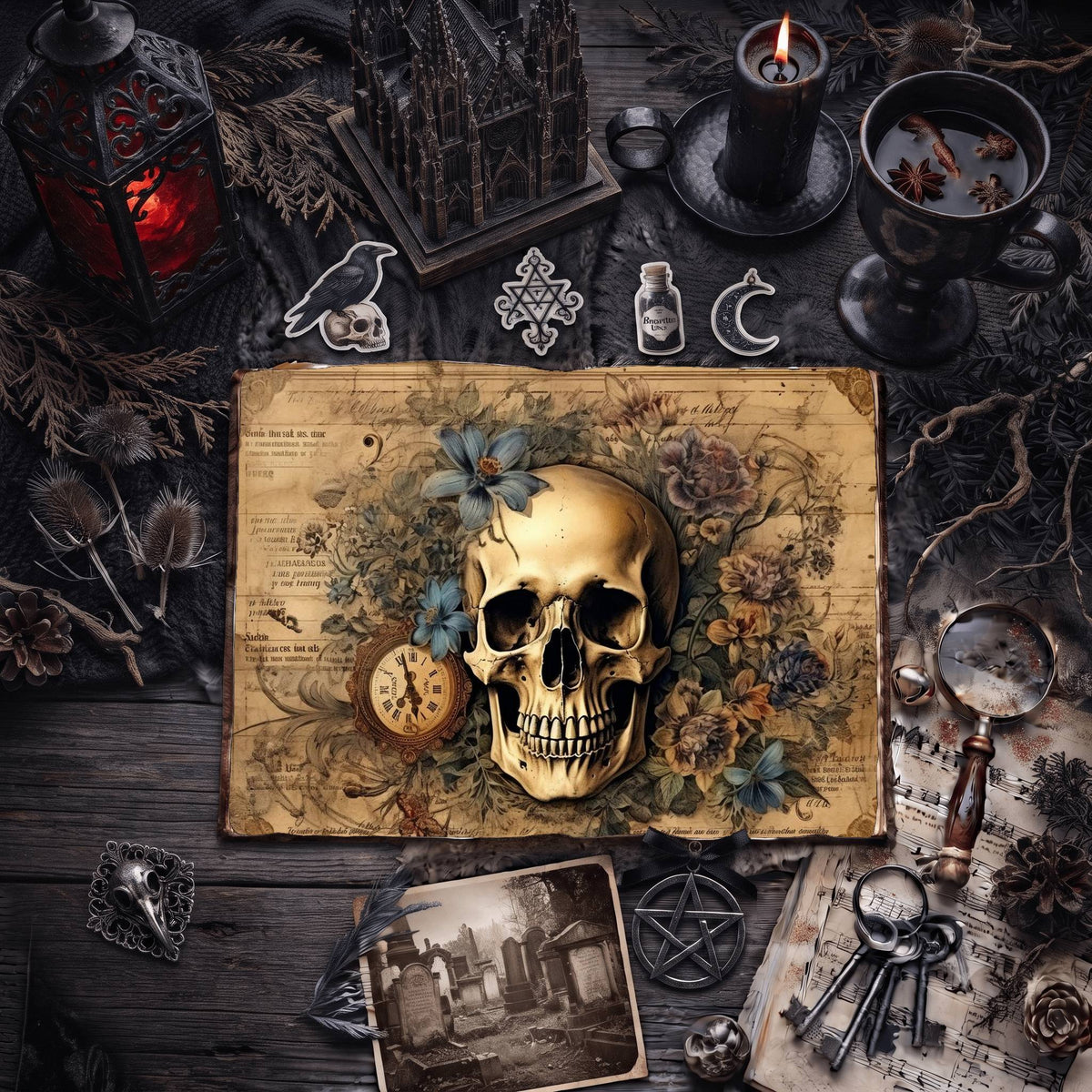 Gothic Skulls Digital Papers