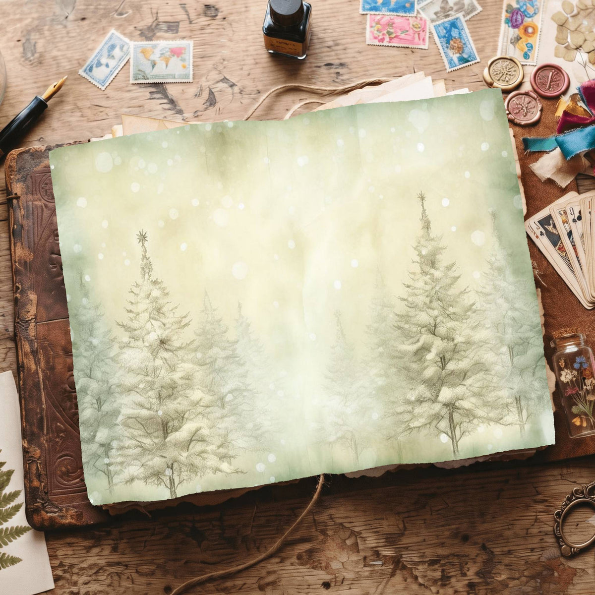 Green Christmas Digital Papers