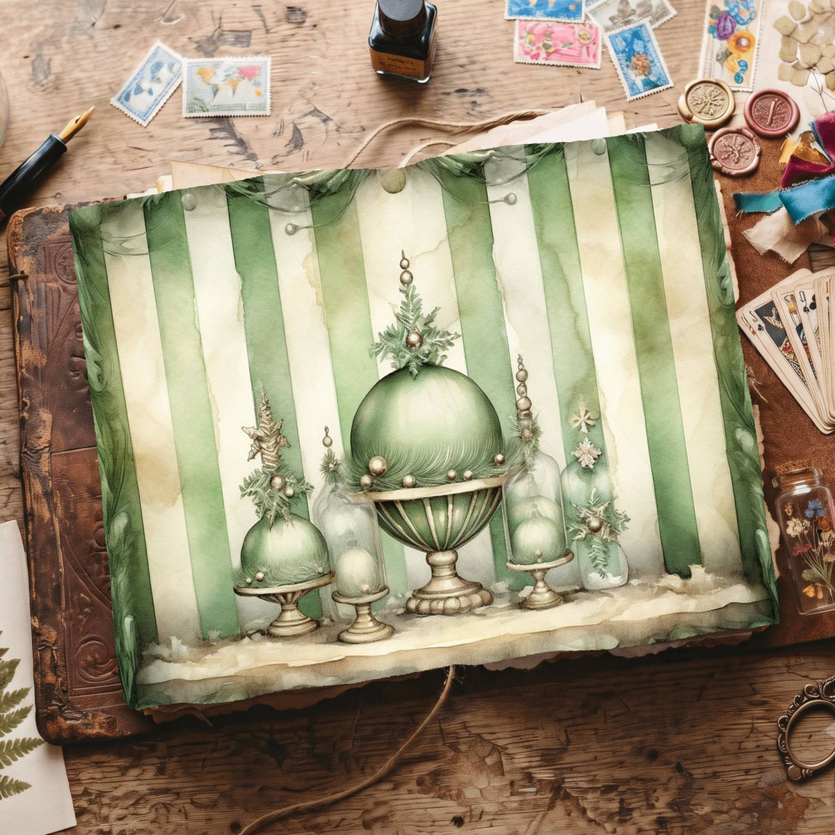 Green Christmas Digital Papers