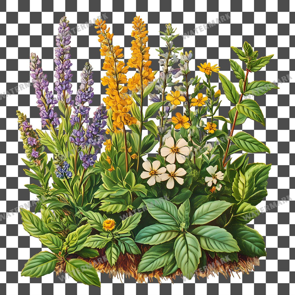 Herbs Vintage Style clipart PNG on a transparent background, design 9