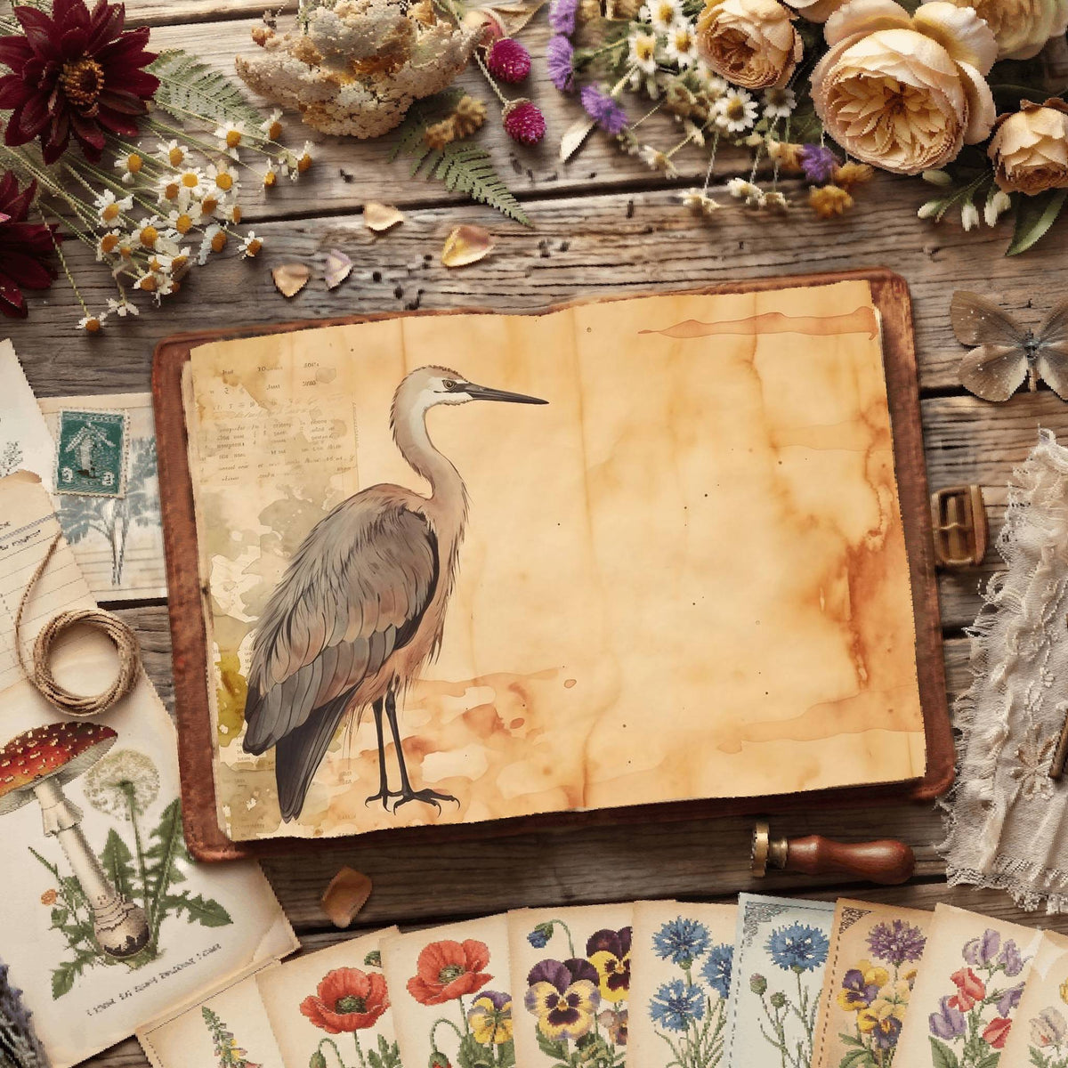 Heron Birds Digital Papers