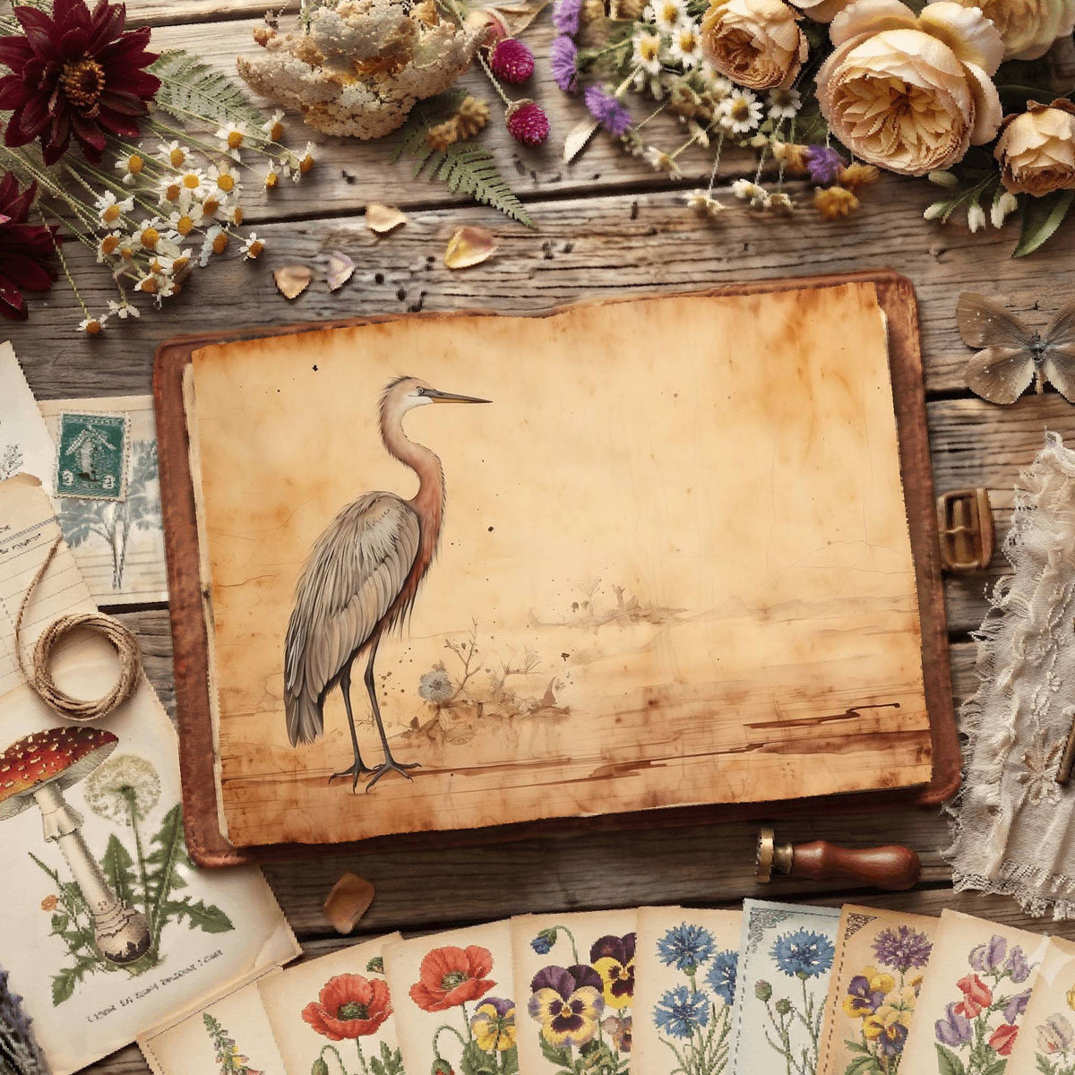 Heron Birds Digital Papers