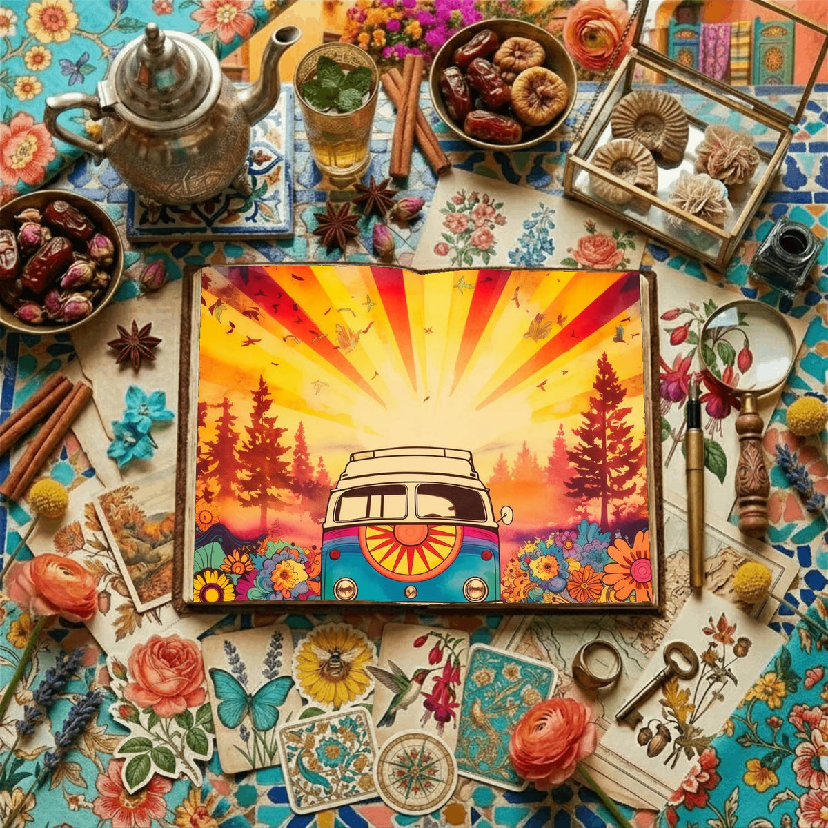 Hippie Campervan Digital Papers