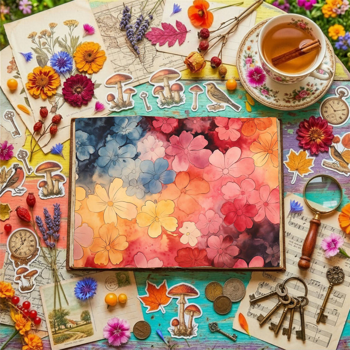 Hippie Flowers Digital Papers