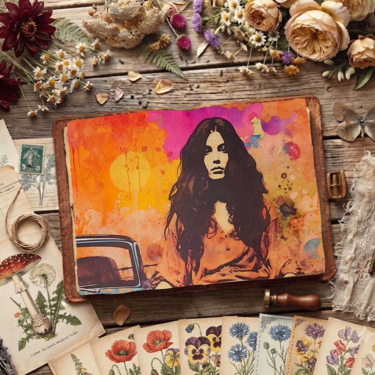 Hippie Woman Digital Papers