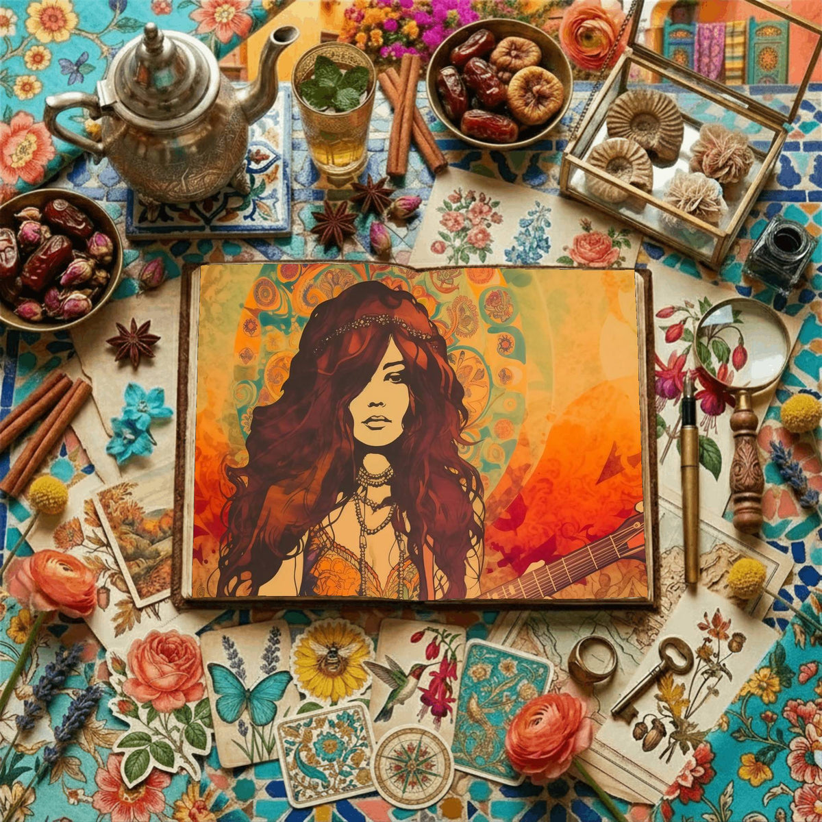 Hippie Woman Digital Papers