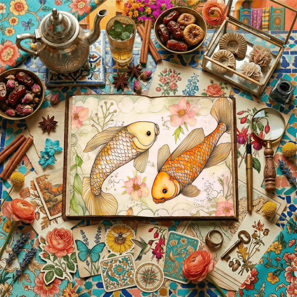 Koi Fish Digital Papers
