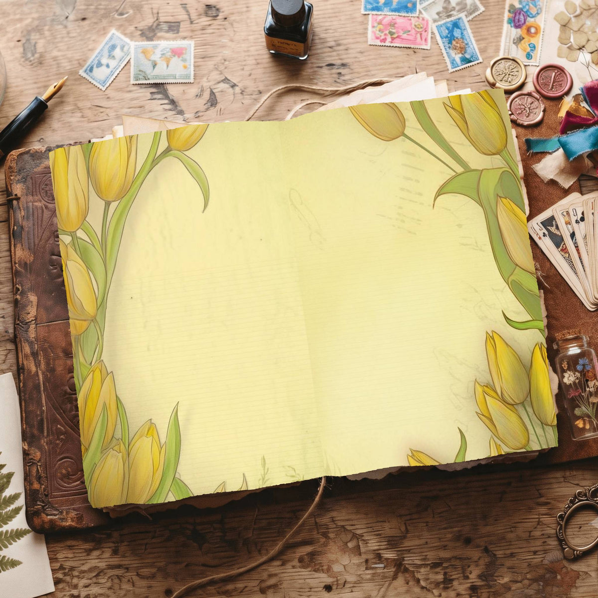 Lined Flower Digital Papers