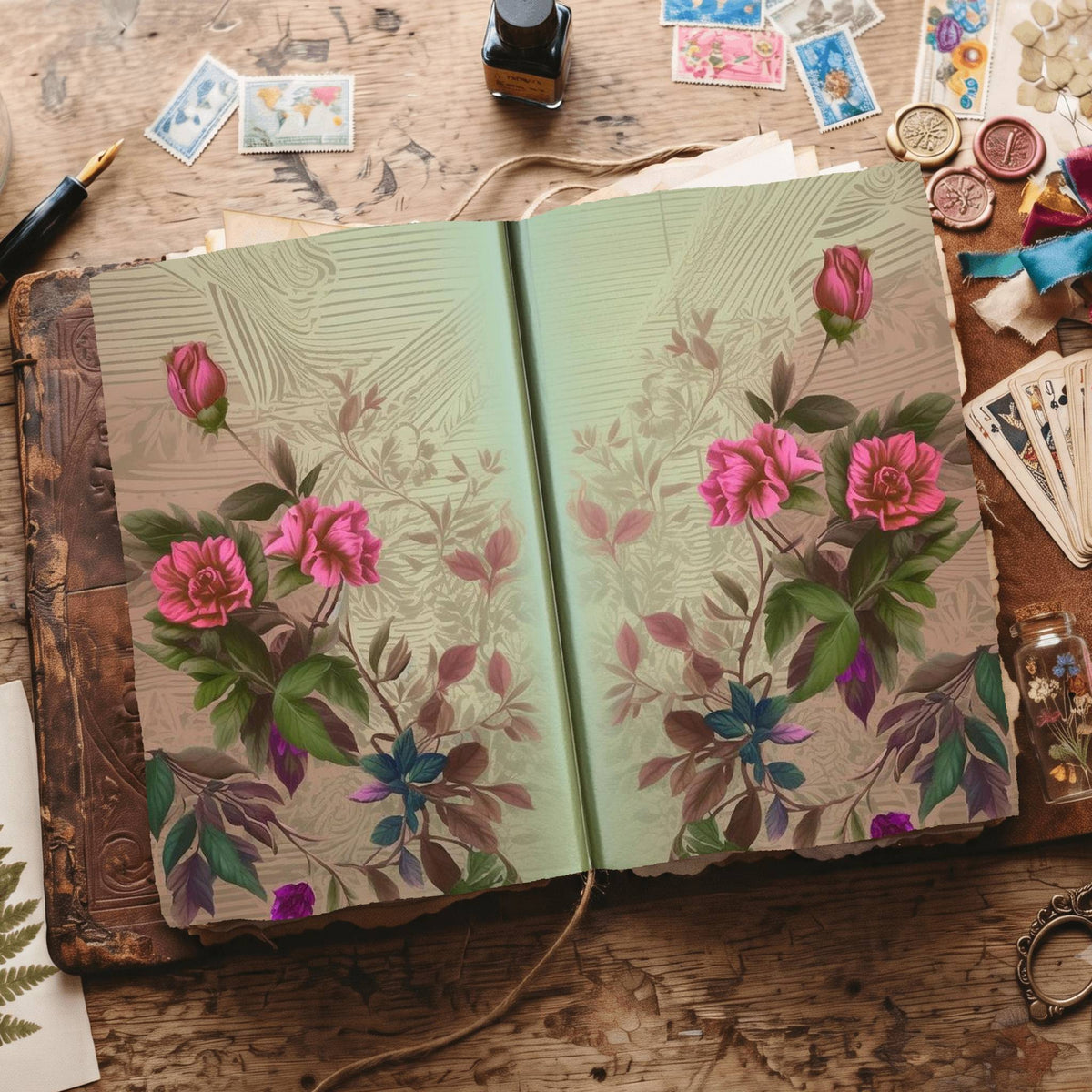 Lined Flower Digital Papers