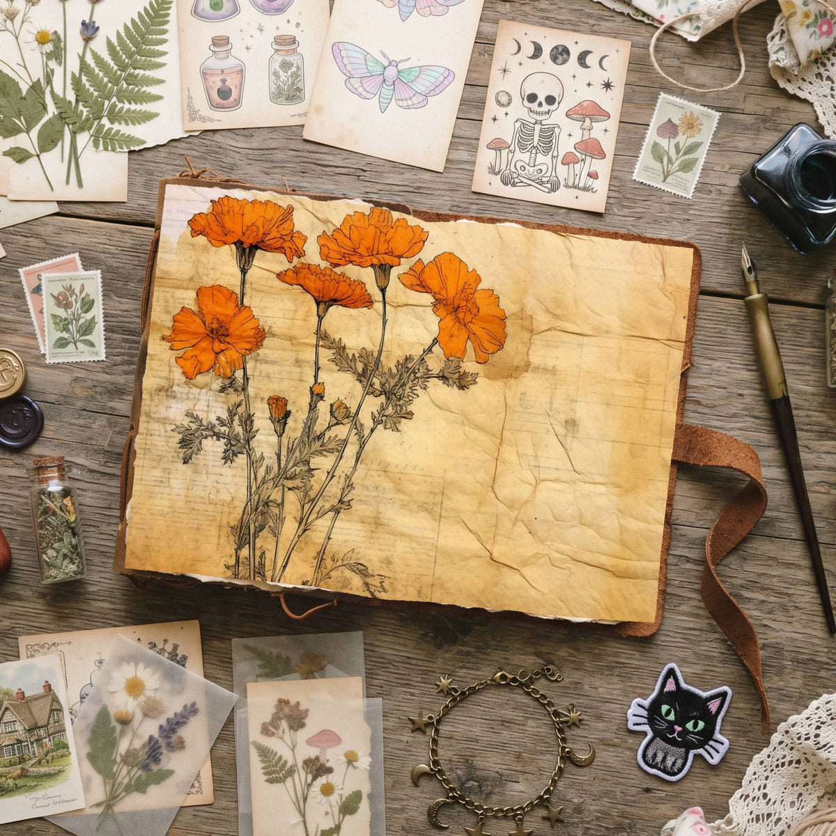 Marigold Flowers Digital Papers