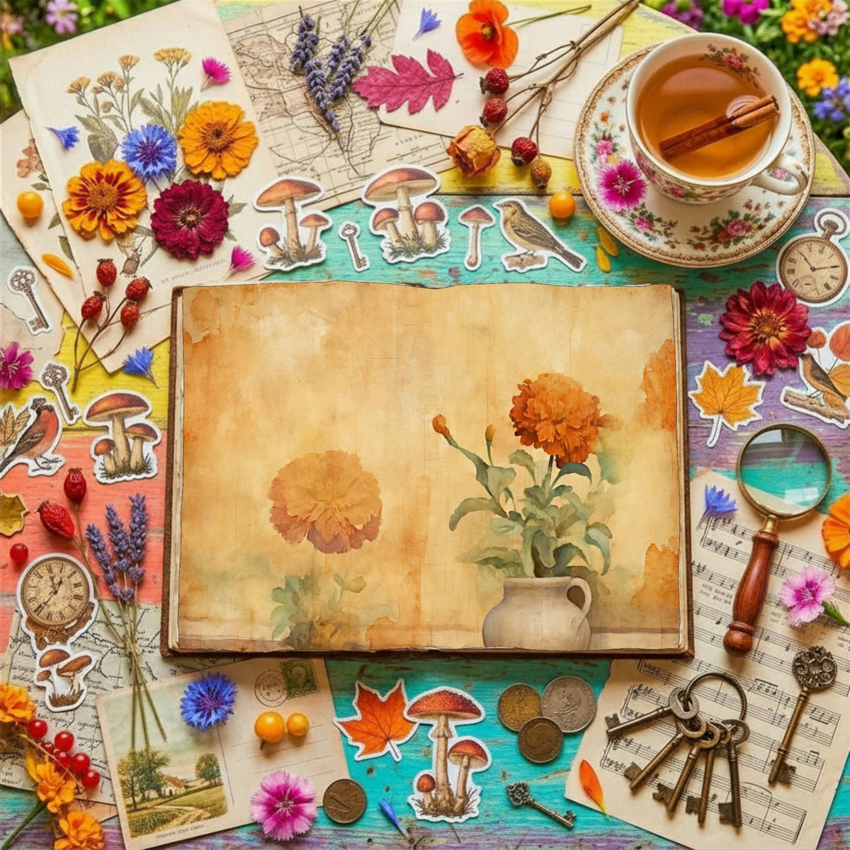 Marigold Flowers Digital Papers