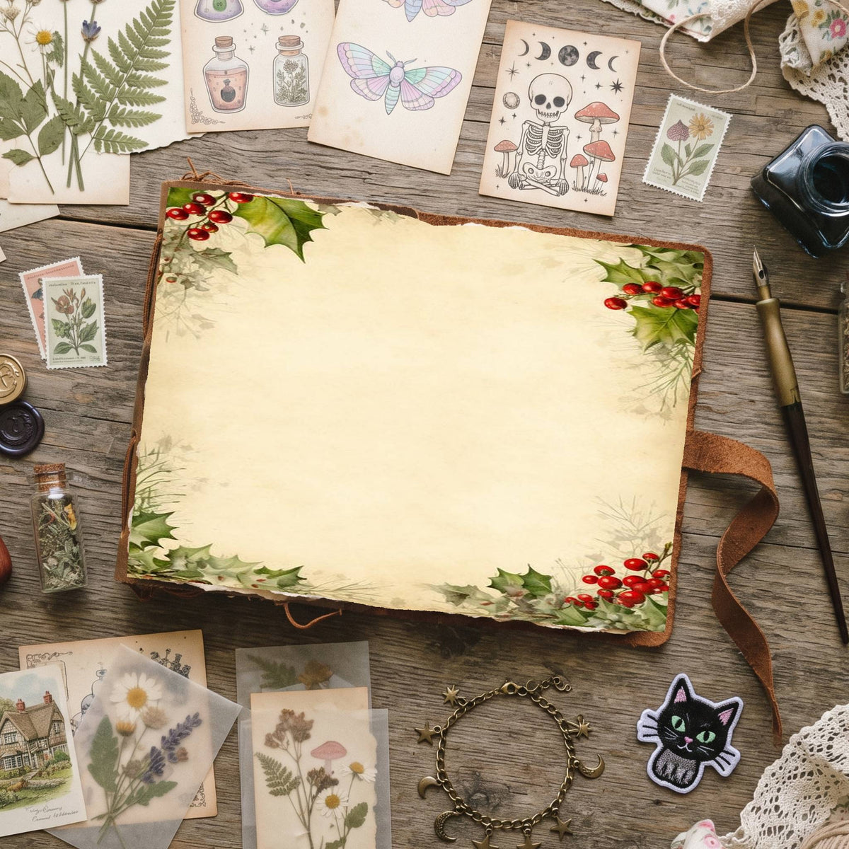 Misletoe Frame Digital Papers