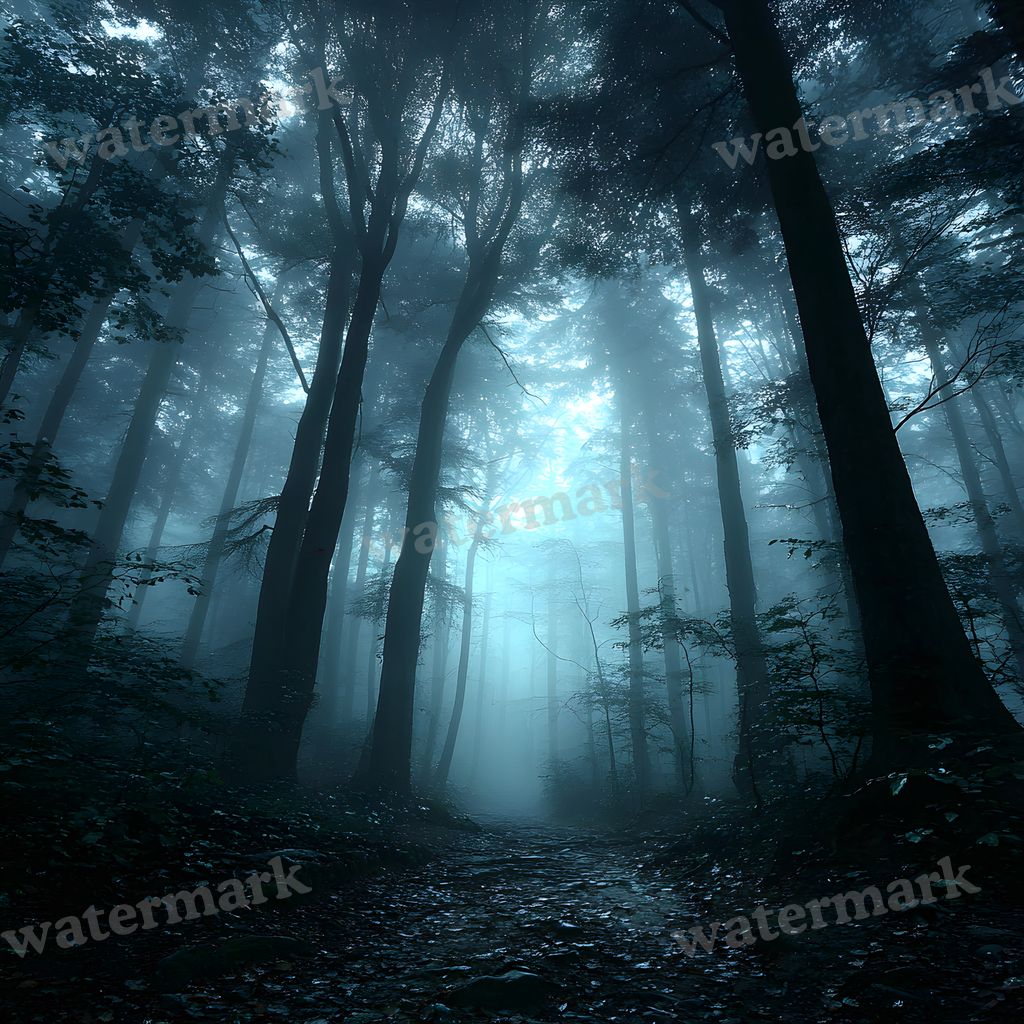 Misty Forest digital photo backdrop for photo editing, preview 8