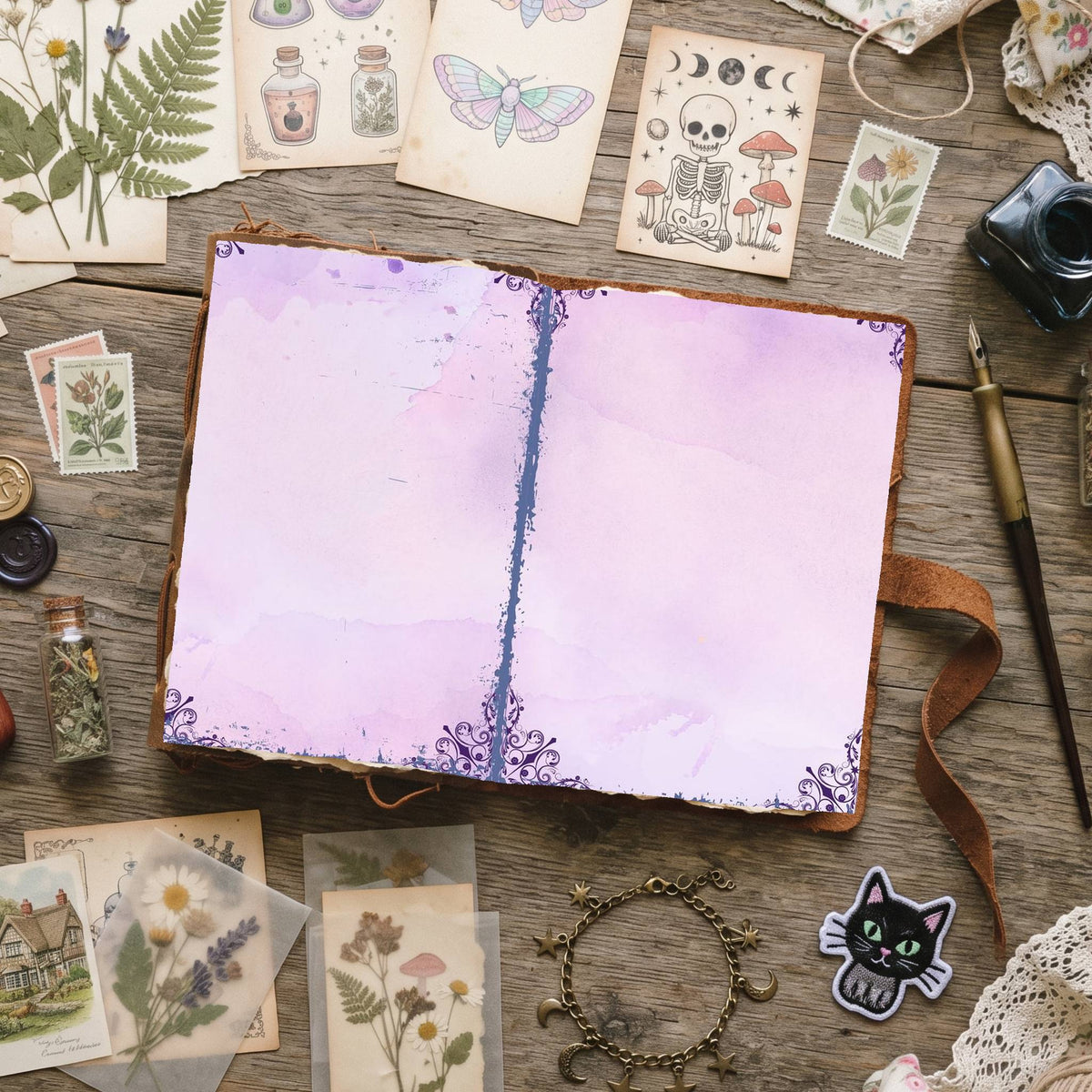 Mixed Color Distressed Blank And Lined Digital Papers