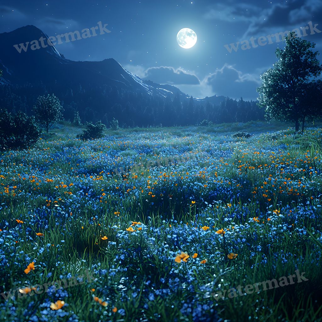 Moonlit Field Backdrop Images