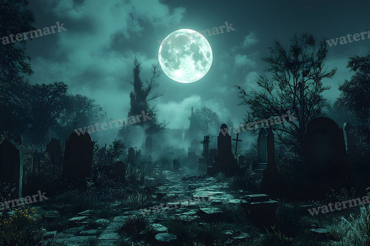 Moonlit Graveyard Backdrop Images