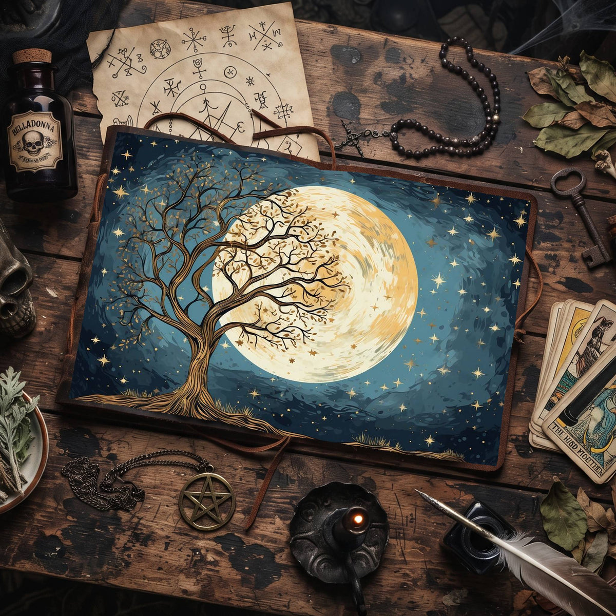 Moonlit Tree Digital Papers