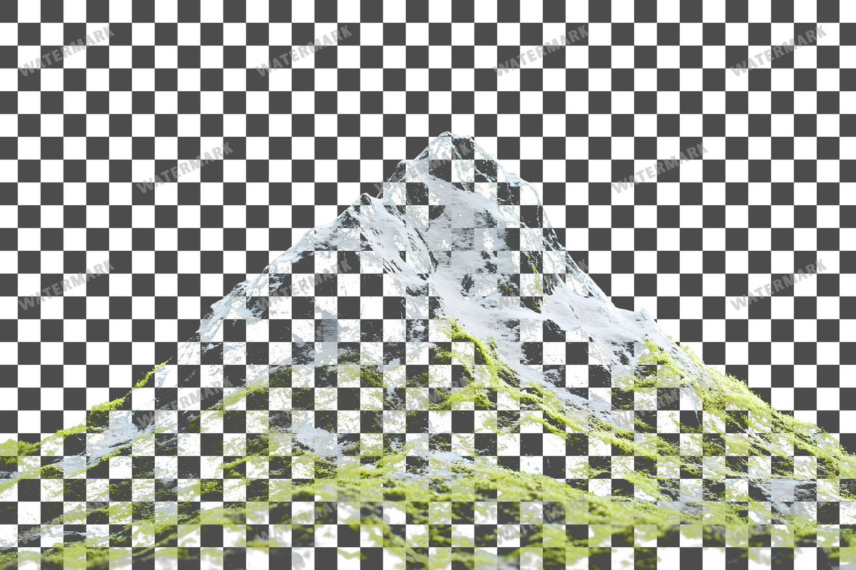 Mossy Hill Snowy Peak PNG overlay on a transparent checkered background, preview 9