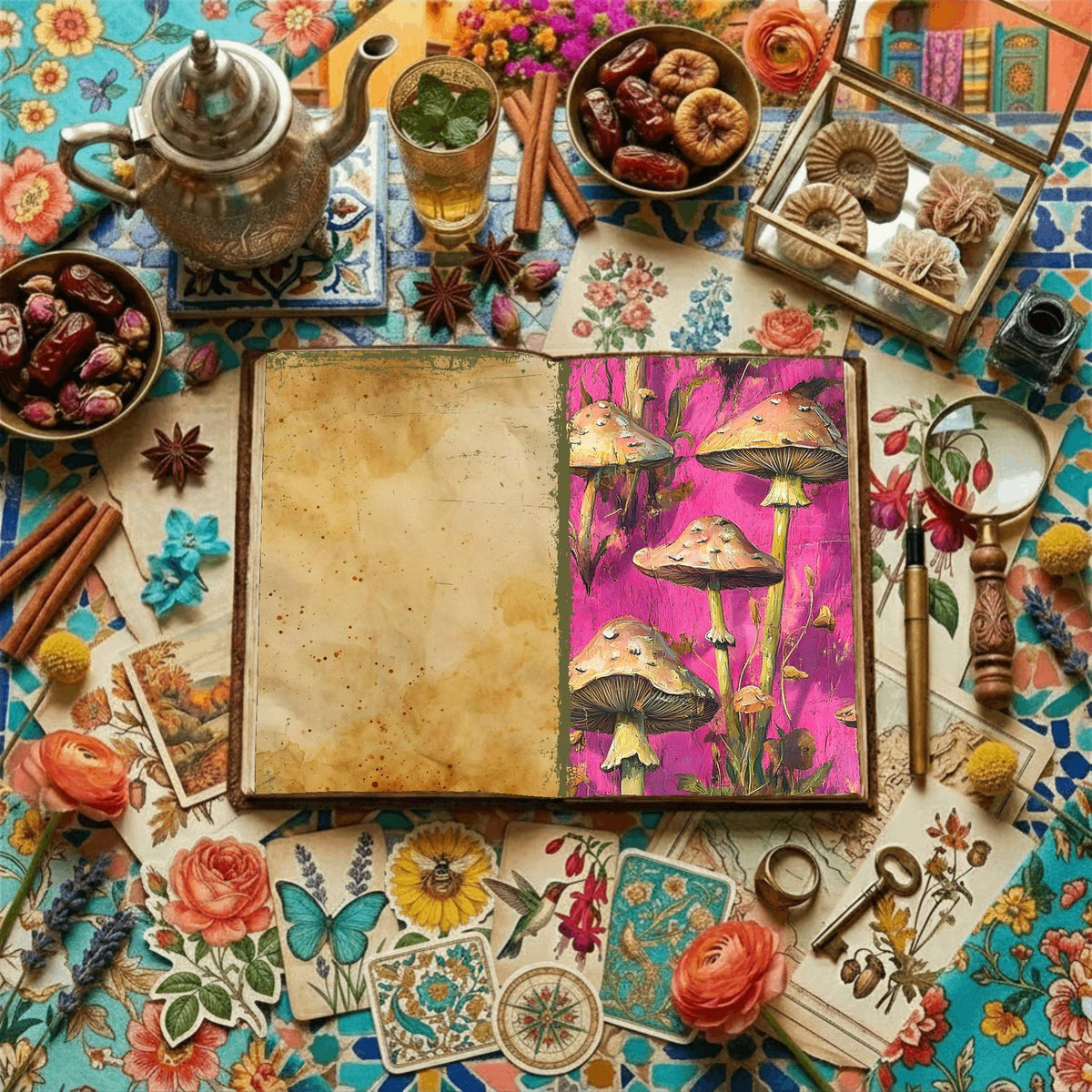 Mushroom printable junk journal paper, page preview 9