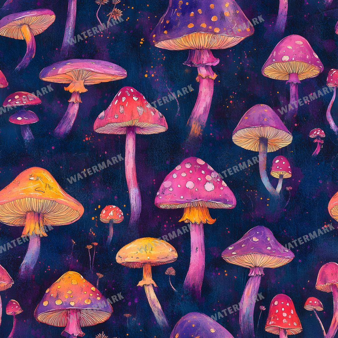 Mushrooms Seamless Pattern