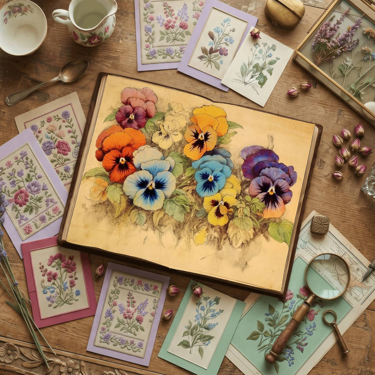 Pansy Flower Watercolour Digital Papers