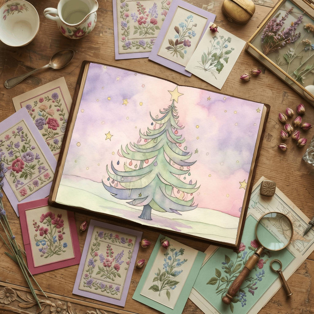 Pastel Chirstmas Tree Digital Papers