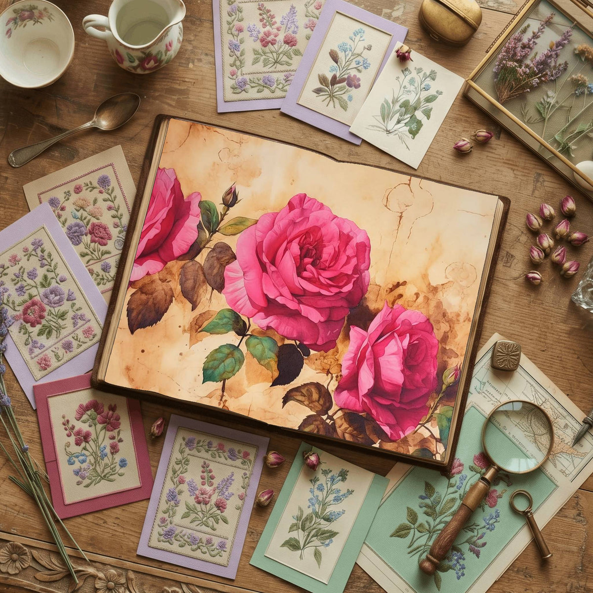 Pink Rose printable junk journal paper, page preview 9