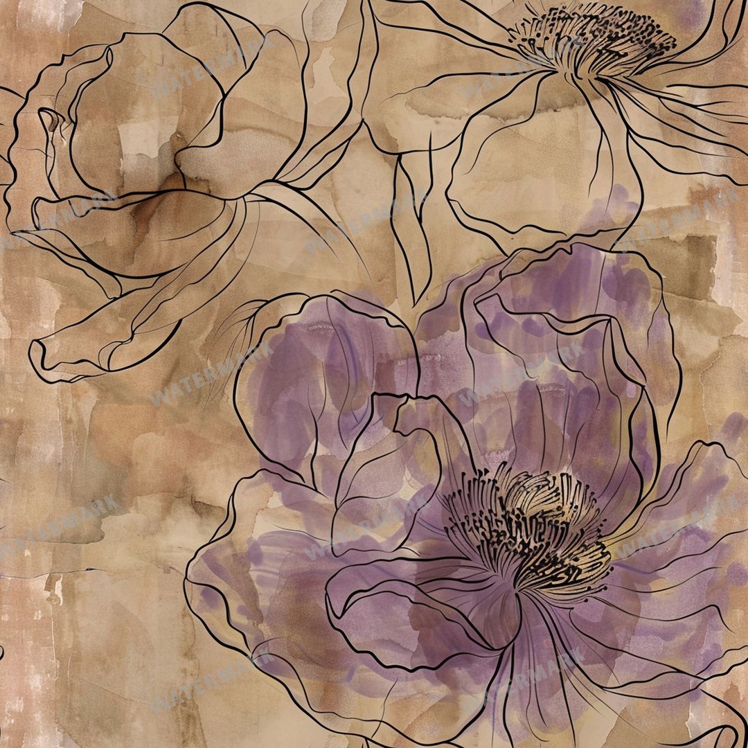 Purple Flowers Seamless Pattern