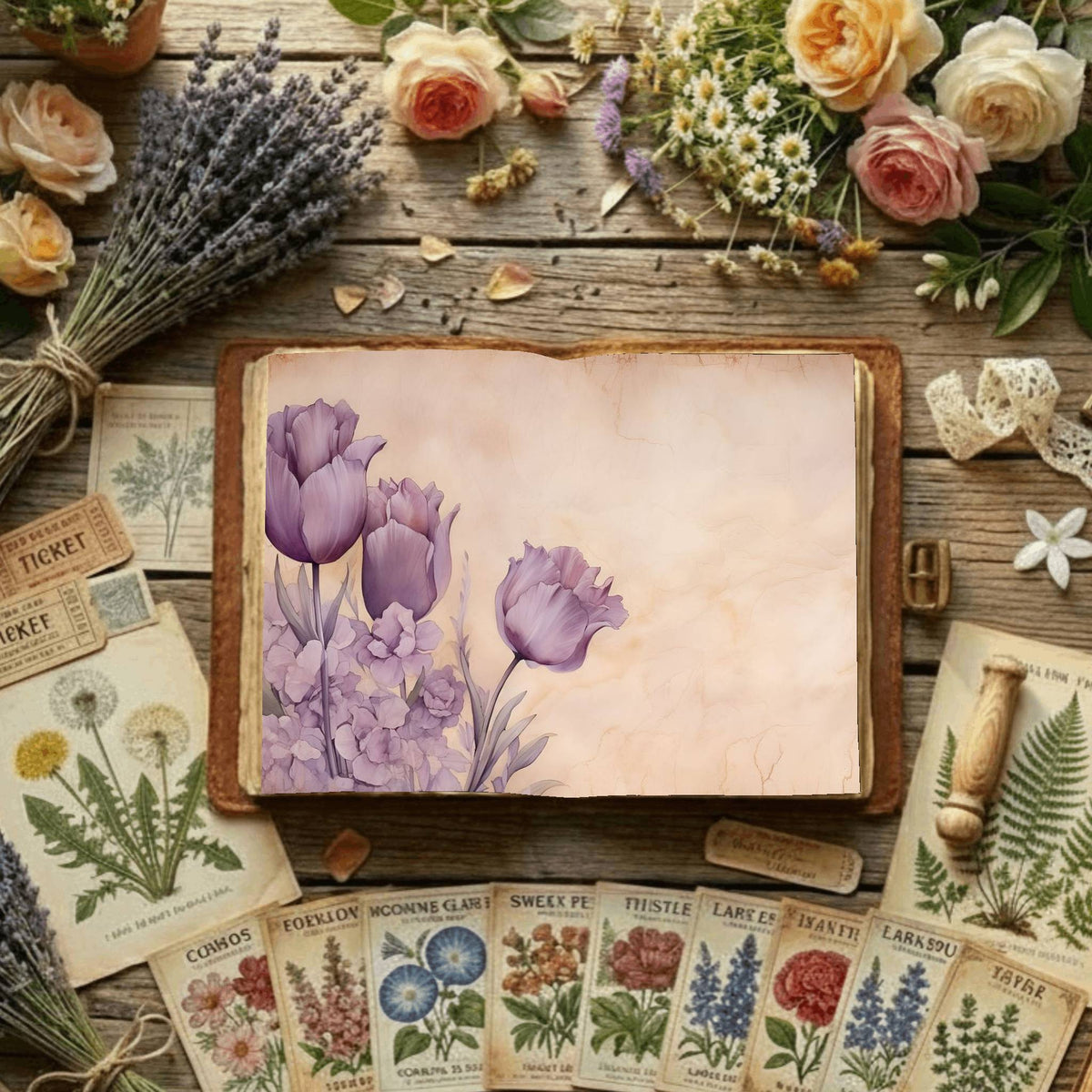 Purple Tulips Digital Papers